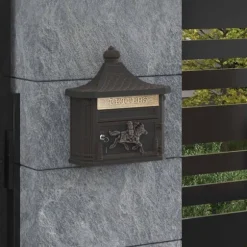 Väggmonterad Brevlåda Brons 40,5 x 16 x 45 cm Gjutet Aluminium