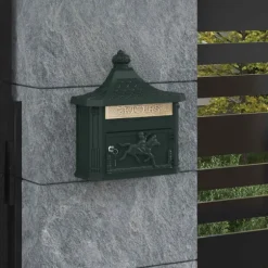 Väggmonterad Brevlåda Grön 40,5 x 16 x 45 cm Gjutet Aluminium