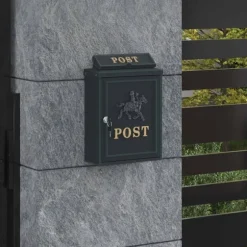 Väggmonterad Brevlåda Grön 29 x 13 x 41 cm Gjutet Aluminium