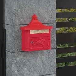 Väggmonterad Brevlåda Röd 40,5 x 16 x 45 cm Gjutet Aluminium