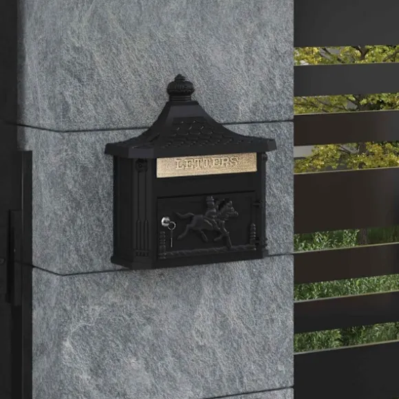 Väggmonterad Brevlåda Svart 40,5 x 16 x 45 cm Gjutet Aluminium