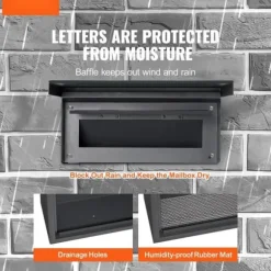 Väggmonterad Drop Box 12,5x6,3x16,9", Brevlåda med Kodlås, Svart