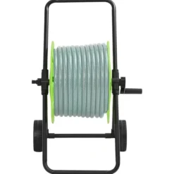 Väggmonterad slangvinda för 60 m 1/2" slang - Kompakt grön stål | Färg: Grön | Storlek: 60 m