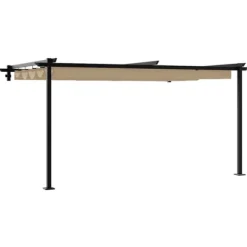 Väggmonterat utdragbart solskydd - Gazebo i Taupe | Storlek: 3 x 4 m | Material: Stål & Polyester