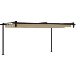 Väggmonterat utdragbart solskydd - Gazebo i Taupe | Storlek: 3 x 4 m | Material: Stål & Polyester