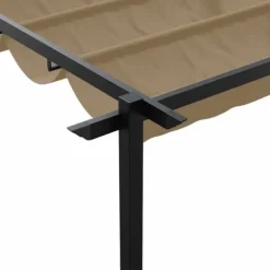Väggmonterat utdragbart solskydd - Gazebo i Taupe | Storlek: 3 x 4 m | Material: Stål & Polyester