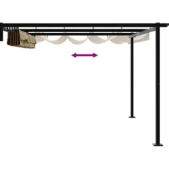 Väggmonterat utdragbart solskydd - Gazebo i Taupe | Storlek: 3 x 4 m | Material: Stål & Polyester
