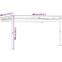 Väggmonterat utdragbart solskydd - Gazebo i Taupe | Storlek: 3 x 4 m | Material: Stål & Polyester