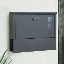 Väggpostlåda Anthracit med kombinationslås och tidningsfack