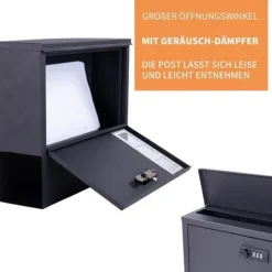 Väggpostlåda Anthracit med kombinationslås och tidningsfack