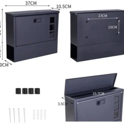 Väggpostlåda Anthracit med kombinationslås och tidningsfack