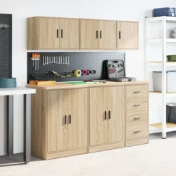 Väggskåp för garage i konstruerat trä - Förvaring i Sonoma-ek | Färg: Ek | Storlek: Standard