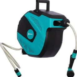 Väggslangbox 15 m med multistråle, 180° sväng, frostskydd −5 till 45 °C, grön/svart