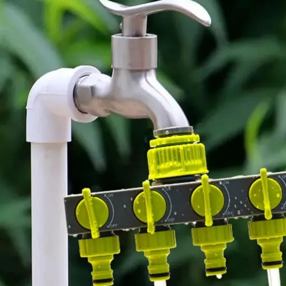 4-vägs vatten splitter vattna Trädgård Bevattning Anslutningskopplingsventil