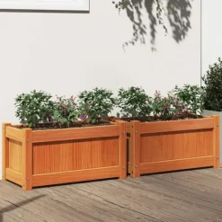 vidaXL Blomlådor 2 st, Upphöjda Sängar, Blommurnor, Växtkrukor, Blomlådor Trädgård Terrass, Brun Vaxad Trä 837444