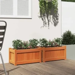 vidaXL Blomlådor 2 st, Upphöjda Sängar, Blommurnor, Växtkrukor, Blomlådor Trädgård Terrass, Brun Vaxad Trä 837444