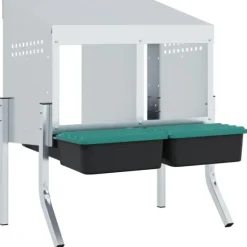 vidaXL Fågelholk med 2 fack med ben galvaniserat stål