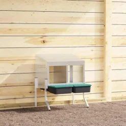 vidaXL Fågelholk med 2 fack med ben galvaniserat stål