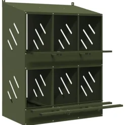 vidaXL Fågelholk med 6 fack olivgrön metall