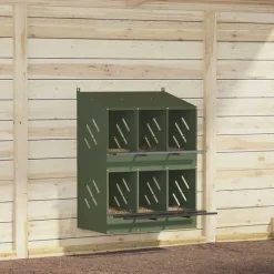 vidaXL Fågelholk med 6 fack olivgrön metall