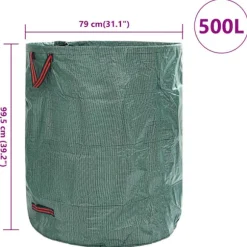 vidaXL Grön Polypropylen Stor Hopfällbar Sopsamlingsbag Cylindrisk