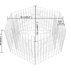 vidaXL Hexagonal planteringsgabion upphöjd 100x90x50 cm - Krukor & odlingslådor