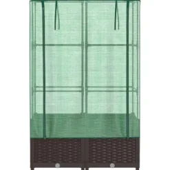 vidaXL Höjd planteringslåda med rattanutseende 80x40x138 cm, upphöjd trädgårdsbädd, upphöjd blomlåda, 4015800