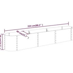 vidaXL Höjddon av Trädgård Blomkruka Växtlåda Höjdträdgård Patio Terrass Utomhus Galvaniserad Stål 224x40x36 cm 318874
