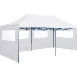 vidaXL Hopfällbart partytält med 4 sidoväggar 3x6 m stål vit - Partytält & paviljoner