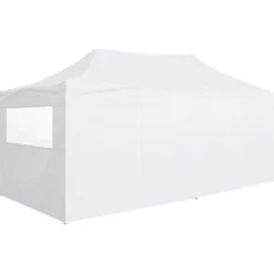 vidaXL Hopfällbart partytält med 4 sidoväggar 3x6 m stål vit - Partytält & paviljoner