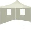 vidaXL Hopfällbart tält med 2 väggar 3x3 m gräddvit - Partytält & paviljoner