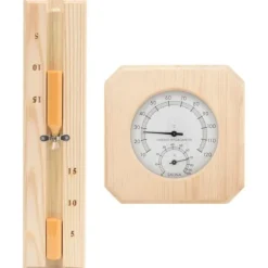 vidaXL 2-i-1 Bastutermometer & hygrometer sandur set massiv furu