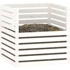 vidaXL Kompostlåda vit 80x80x78 cm massiv furu - Komposterare