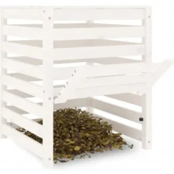 vidaXL Kompostlåda vit 63,5x63,5x77,5 cm massiv furu - Komposterare