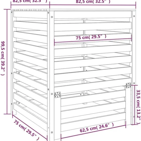 vidaXL Kompostlåda vit 82,5x82,5x99,5 cm massiv furu - Komposterare