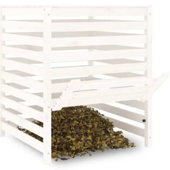 vidaXL Kompostlåda vit 82,5x82,5x99,5 cm massiv furu - Komposterare