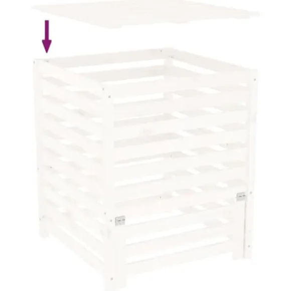 vidaXL Kompostlåda vit 82,5x82,5x99,5 cm massiv furu - Komposterare