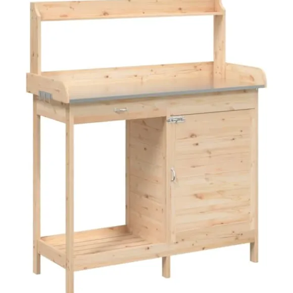 vidaXL Odlingsbänk med skåp 110,5x45x124,5 cm massivt granträ - Växtställ