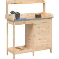 vidaXL Odlingsbänk med skåp 110,5x45x124,5 cm massivt granträ - Växtställ