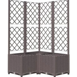 vidaXL Odlingslåda med spaljé brun 80x80x136 cm PP - Krukor & odlingslådor