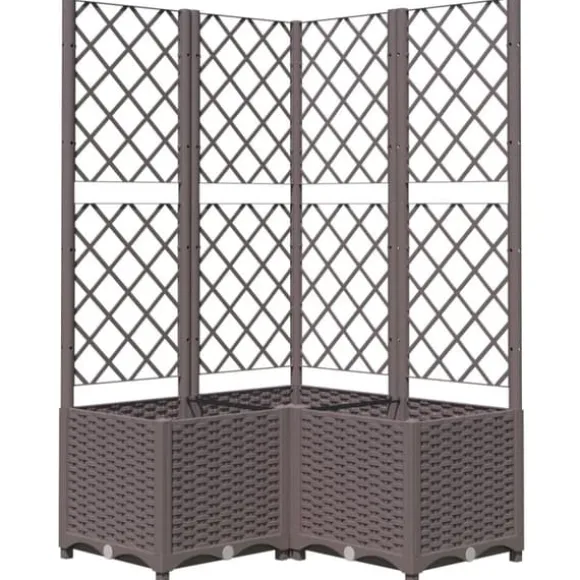 vidaXL Odlingslåda med spaljé brun 80x80x136 cm PP - Krukor & odlingslådor