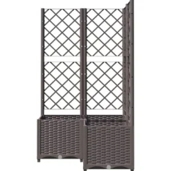 vidaXL Odlingslåda med spaljé brun 80x80x136 cm PP - Krukor & odlingslådor