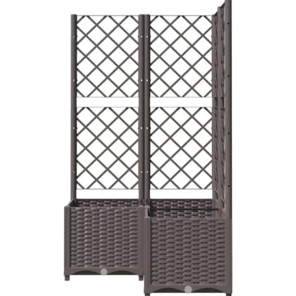 vidaXL Odlingslåda med spaljé brun 80x80x136 cm PP - Krukor & odlingslådor