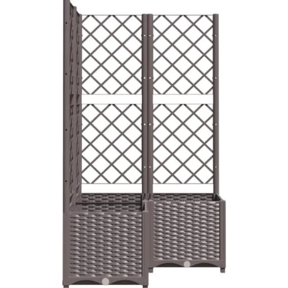 vidaXL Odlingslåda med spaljé brun 80x80x136 cm PP - Krukor & odlingslådor