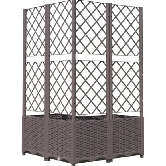 vidaXL Odlingslåda med spaljé brun 80x80x136 cm PP - Krukor & odlingslådor