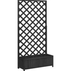 vidaXL Odlingslåda med spaljé svart massivt granträ - Krukor & odlingslådor