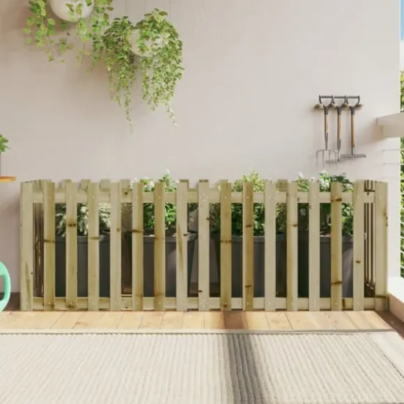 vidaXL Odlingslåda med staket-design 200x50x70 cm impregnerad furu - Krukor & odlingslådor