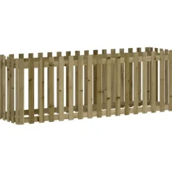 vidaXL Odlingslåda med staket-design 200x50x70 cm impregnerad furu - Krukor & odlingslådor