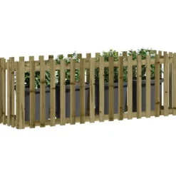 vidaXL Odlingslåda med staket-design 200x50x70 cm impregnerad furu - Krukor & odlingslådor