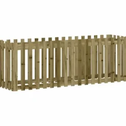 vidaXL Odlingslåda med staket-design 200x50x70 cm impregnerad furu - Krukor & odlingslådor